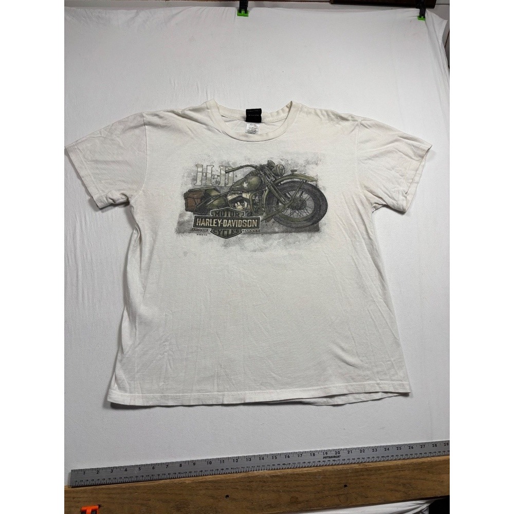 Vintage Harley Davidson Motorcycle Graphic T Shirt XL Cream Rocklin USA